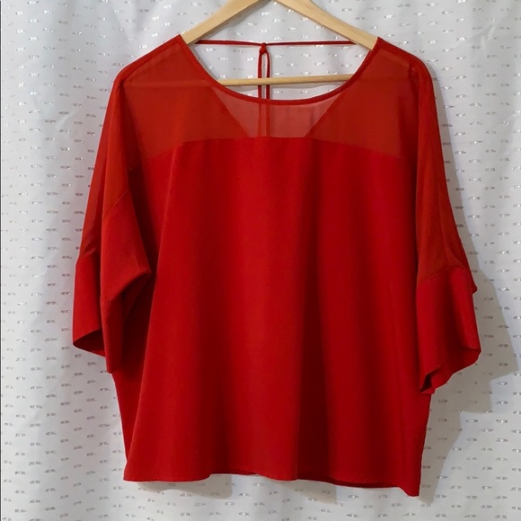 Express Tops - Express-Sheer Yoke Blouse EUC